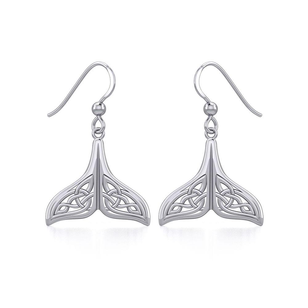 Celtic Knotwork Whale Tail Sterling Silver Earrings TER1936