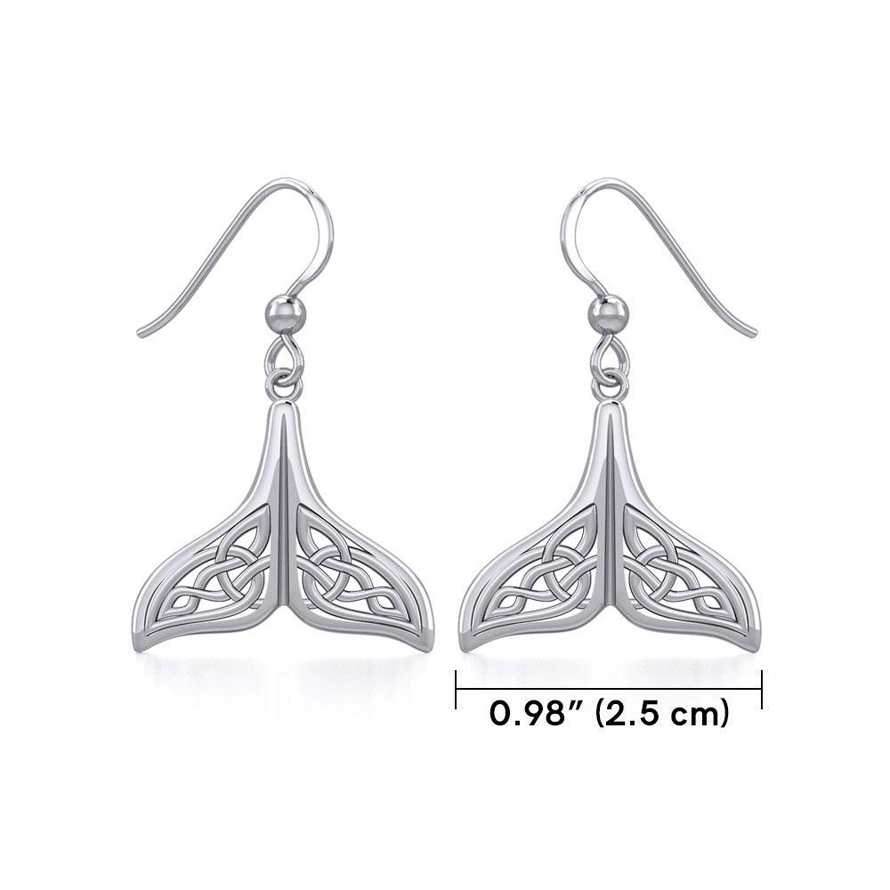 Celtic Knotwork Whale Tail Sterling Silver Earrings TER1936