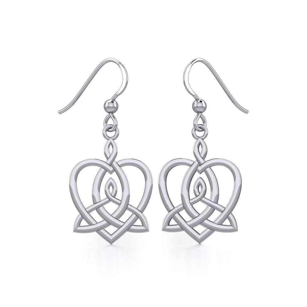 Celtic Motherhood Triquetra or Trinity Heart Sterling Silver Earrings TER1948