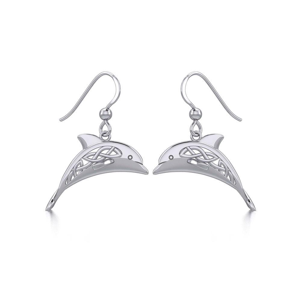 Celtic Joyful Dolphins Sterling Silver Earrings TER1951