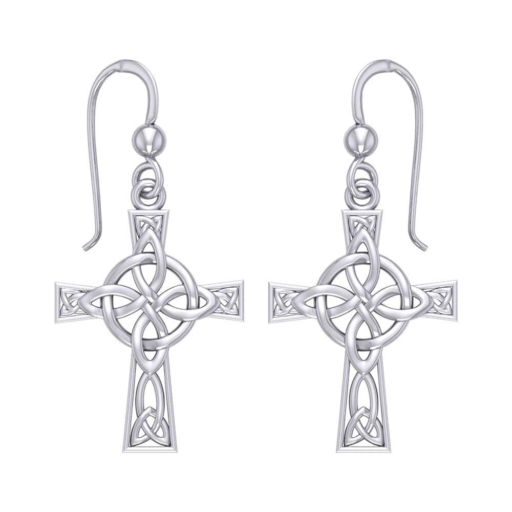 The Celtic Four Point Knot Cross Sterling Silver Earrings TER1958