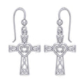Celtic Knotwork Heart with Cross Silver Earrings TER1969