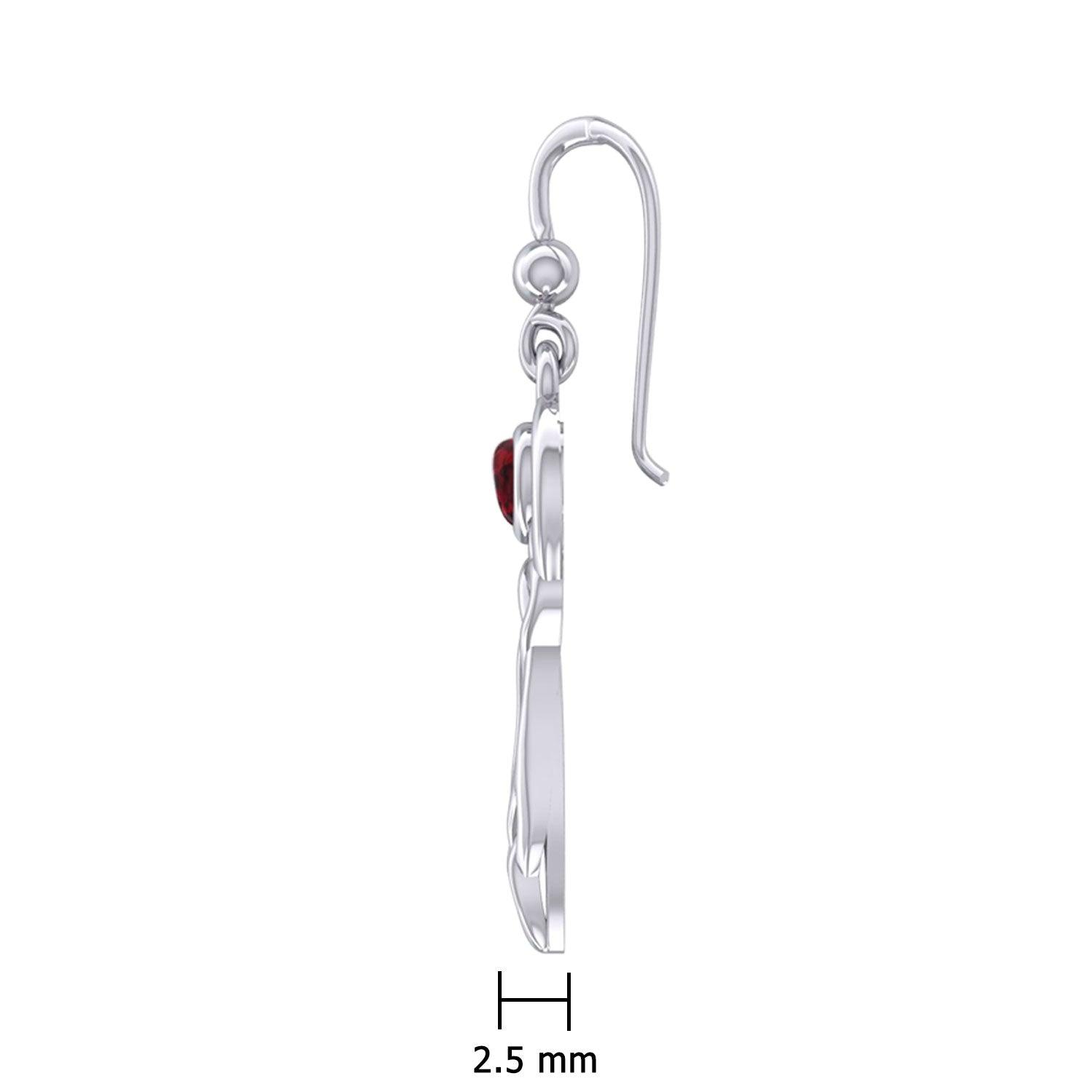Celtic Knotwork Goddess with Gemstone Silver Earrings TER2051