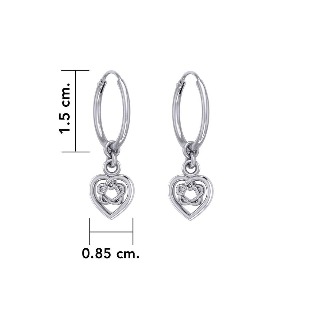 Celtic Knotwork Heart Silver Hoop Earrings TER2060