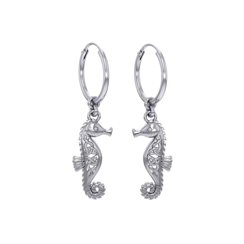 Celtic Knots Seahorse Silver Hoop Earrings TER2083