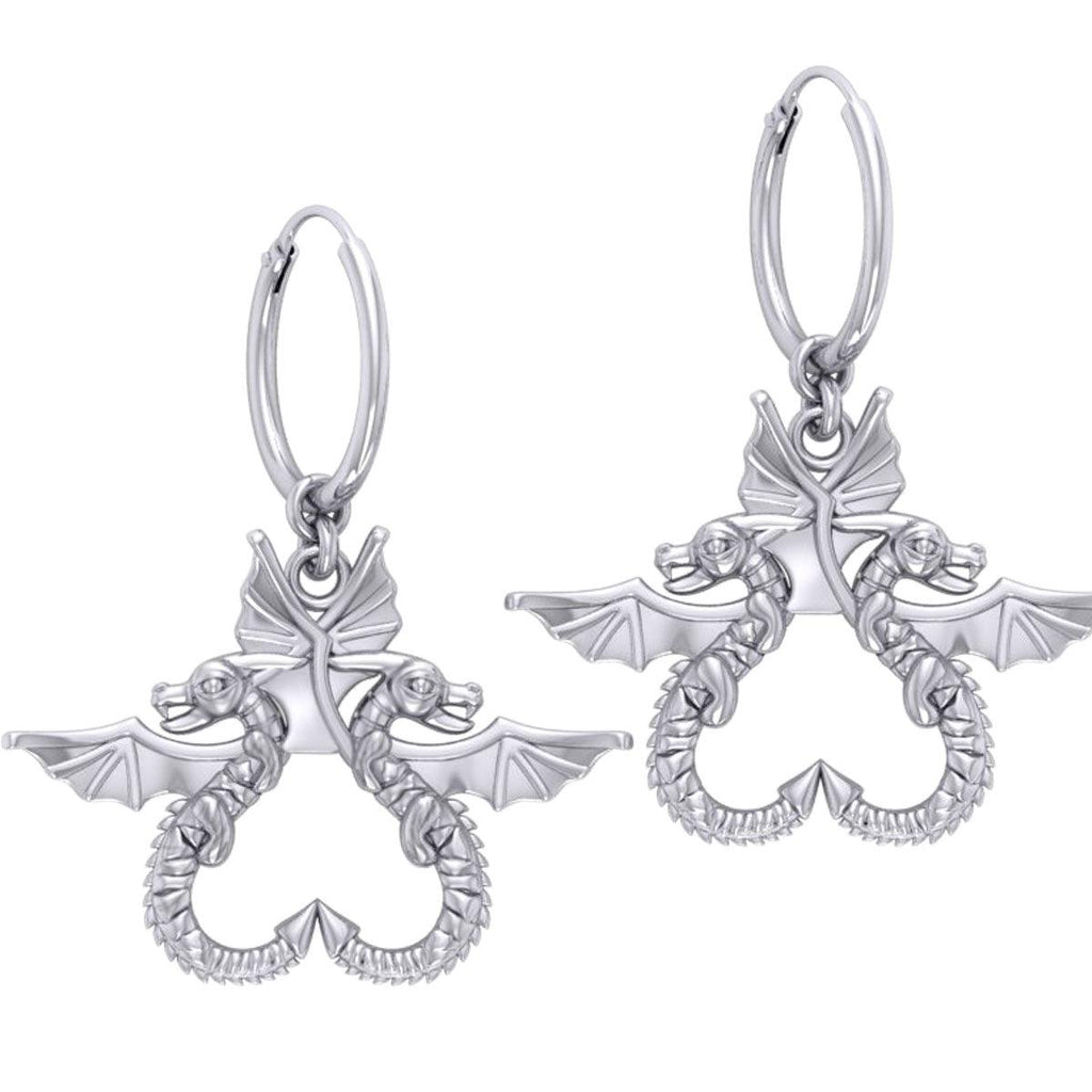 Dragon’s power of two ~ Sterling Silver Jewelry Hoop Earrings TER2097