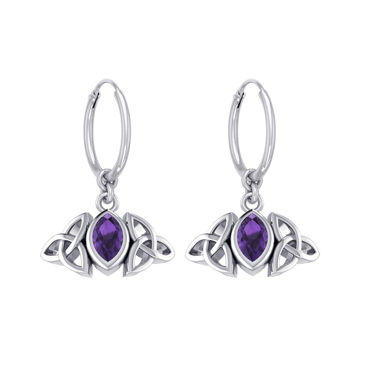 A Beautiful Tribute ~ Celtic Trinity Knot Sterling Silver Hoop Earrings TER2101