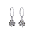 Celtic Shamrock Sterling Silver Hoop Earrings with Marcasite TER2108