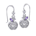 Celtic Spiritual Fruit Apple with Double Heart Sterling Silver Earrings with Gemstone TER2235