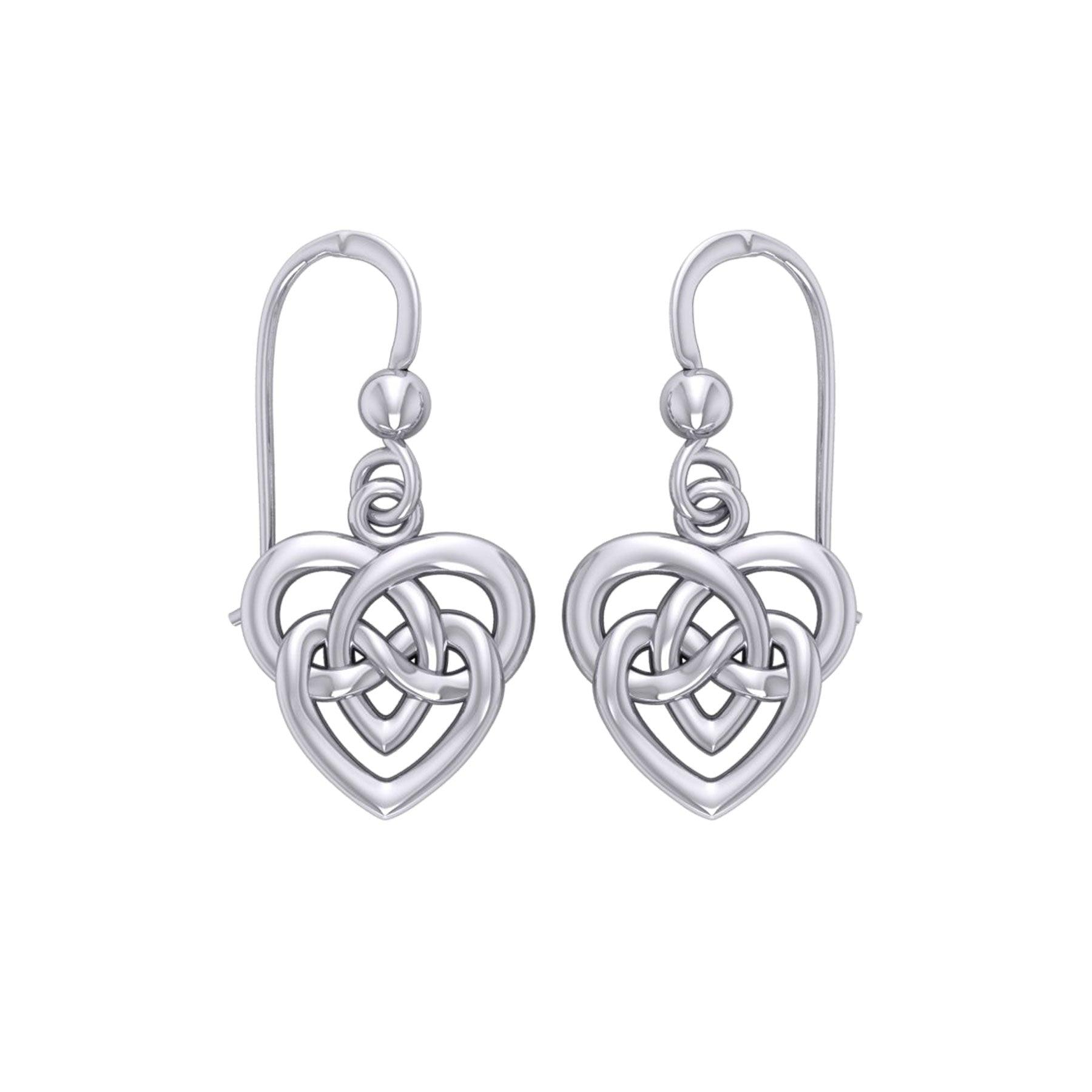 Celtic Infinity Knotwork Heart Silver Earrings TER2159