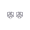 Celtic Heart And Triquetra Sterling Silver Post Earrings TER2160