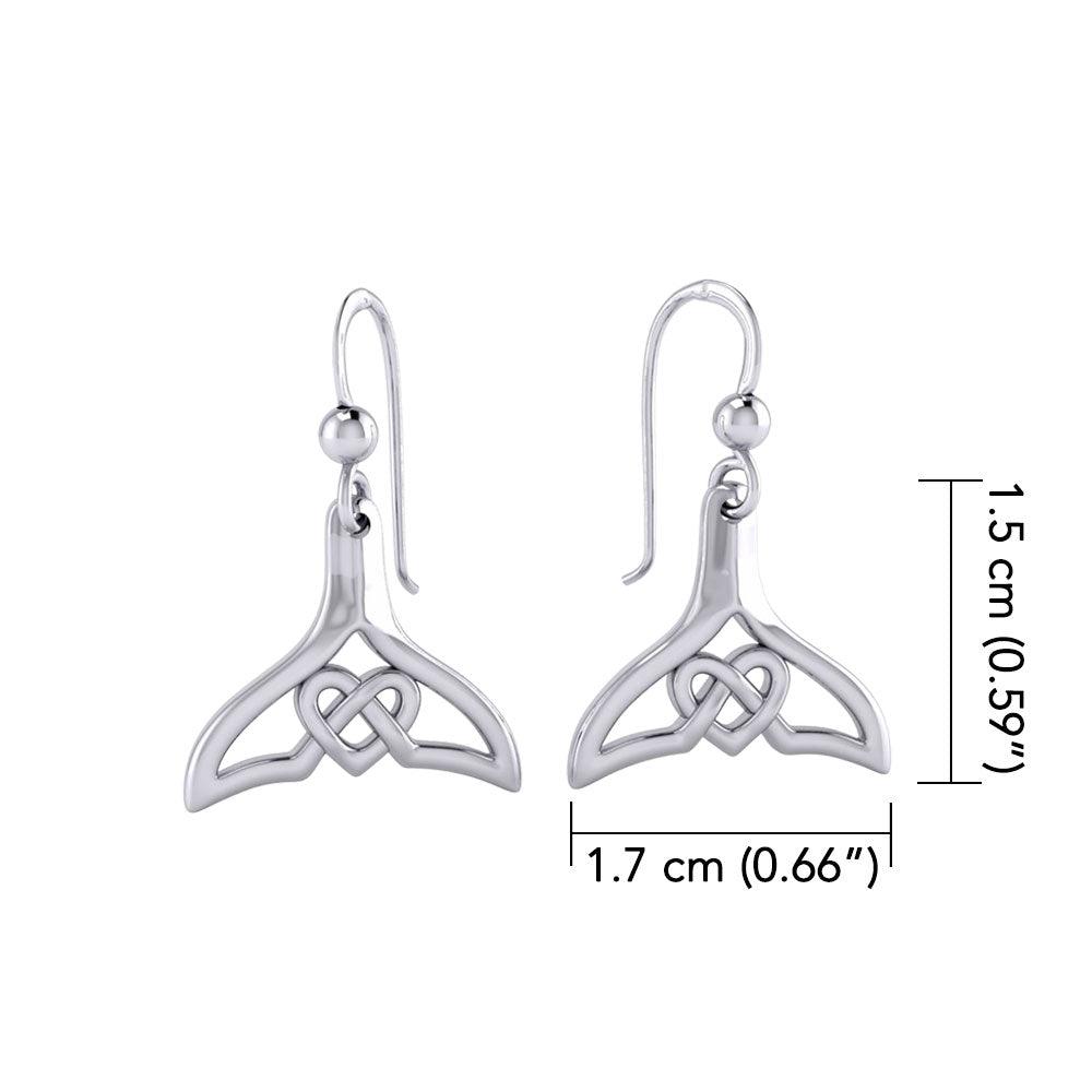 Whale Tail and Celtic Heart Sterling Silver Earrings TER2163