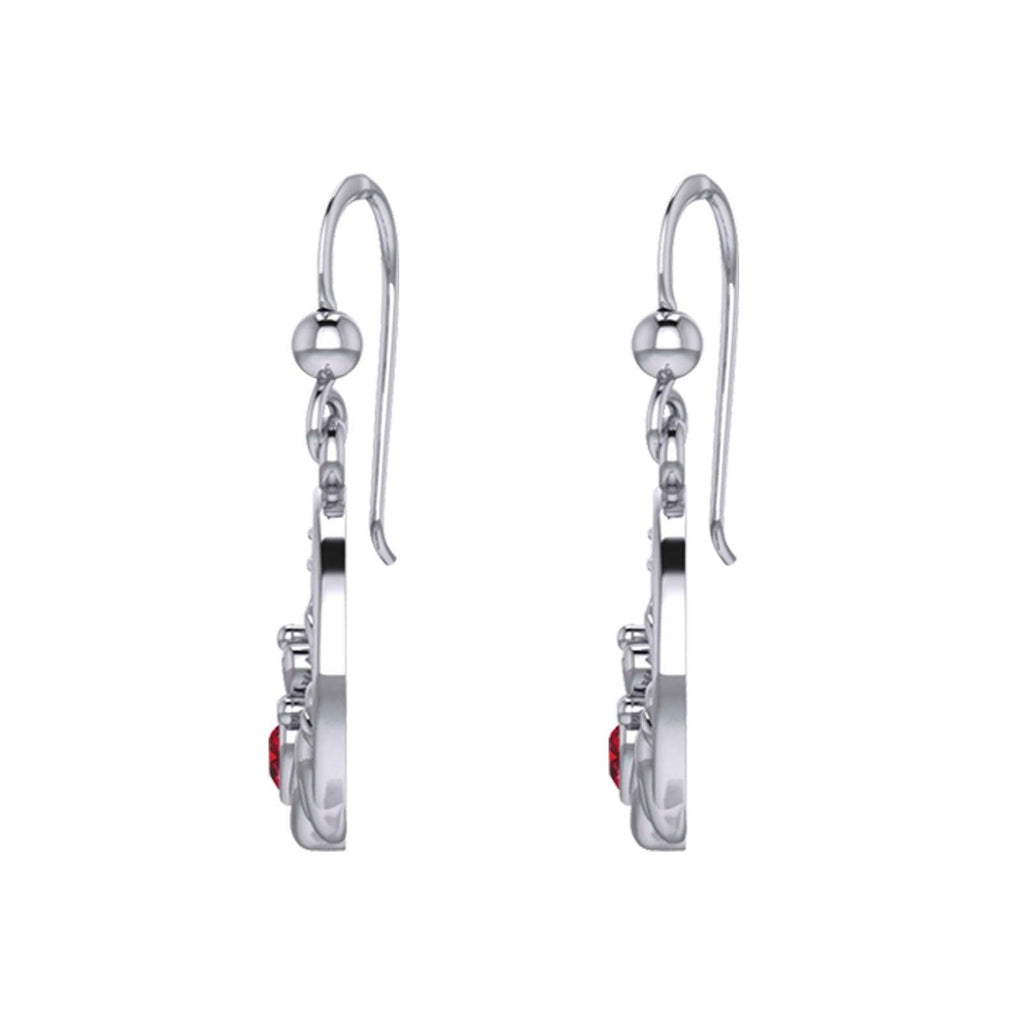 Claddagh on Celtic Moon Sterling Silver Earrings with Heart Gemstone TER2173
