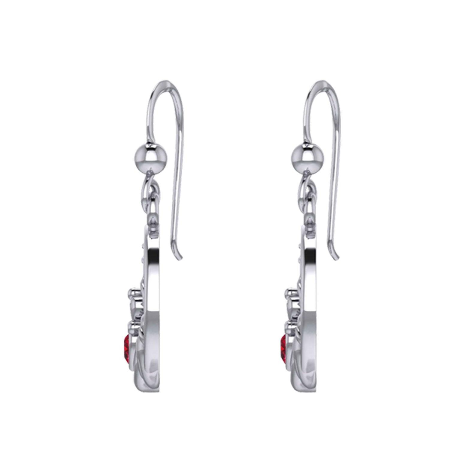 Claddagh on Celtic Moon Sterling Silver Earrings with Heart Gemstone TER2173