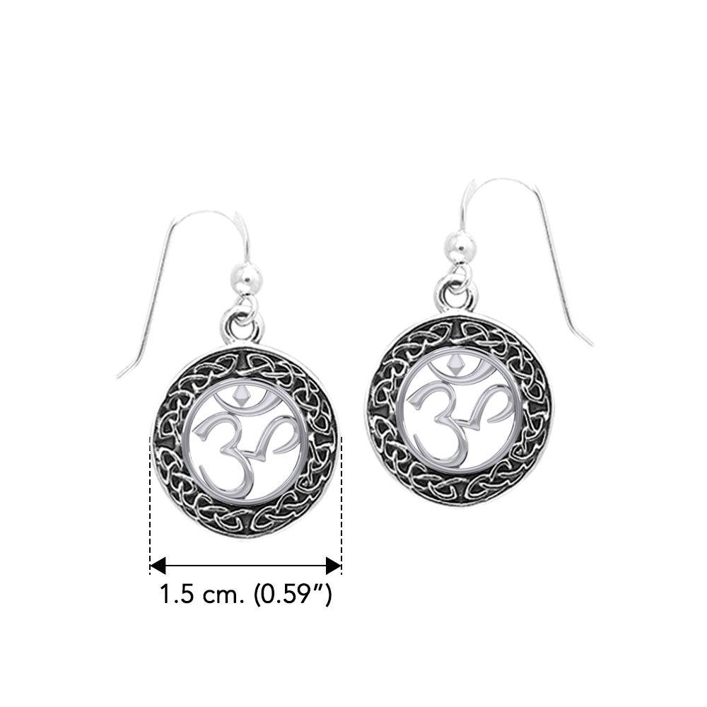 Om with Celtic Border Sterling Silver Earrings TER2201