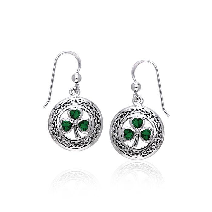 Celtic Knotwork Shamrock Sterling Silver Earrings TER227