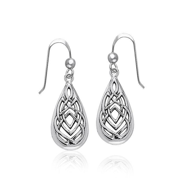 Celtic Knotwork Teardrop shape Sterling Silver Earrings TER376