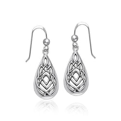 Celtic Knotwork Teardrop shape Sterling Silver Earrings TER376 | Earrings | Wiccan Center