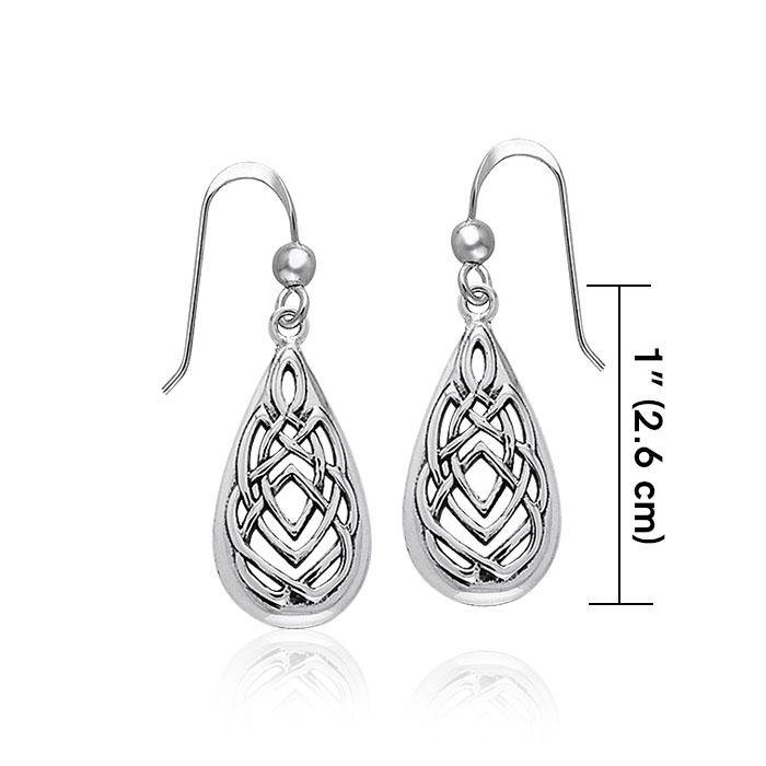 Celtic Knotwork Teardrop shape Sterling Silver Earrings TER376