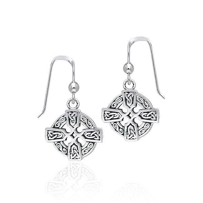 Celtic Cross Sterling Silver Earrings TER379