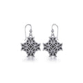 Modern Celtic Knotwork Cross Silver Earrings TER380