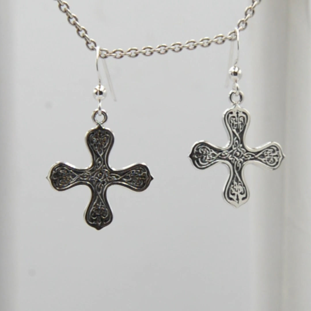 Celtic Cross of the Spirit Sterling Silver Earrings TER468
