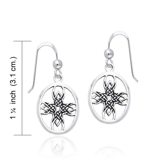 Celtic Tribal Knotwork Cross Silver Earrings TER469