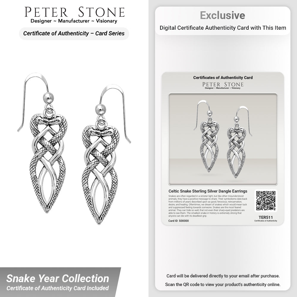 Celtic Snake Sterling Silver Dangle Earrings TER511