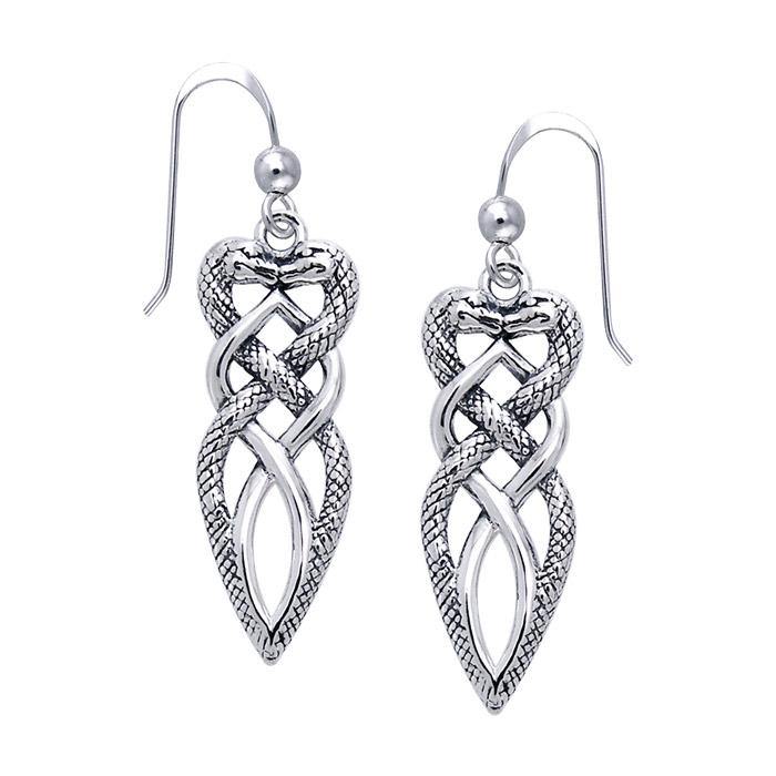 Celtic Snake Sterling Silver Dangle Earrings TER511