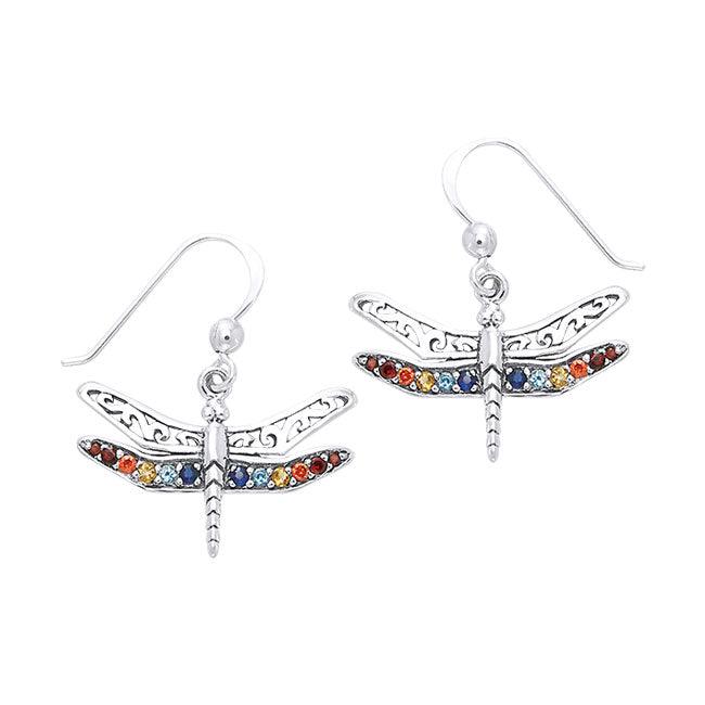 Elegance in the Wings of the Dragonfly ~ Sterling Silver Earrings with Gemstones TER517