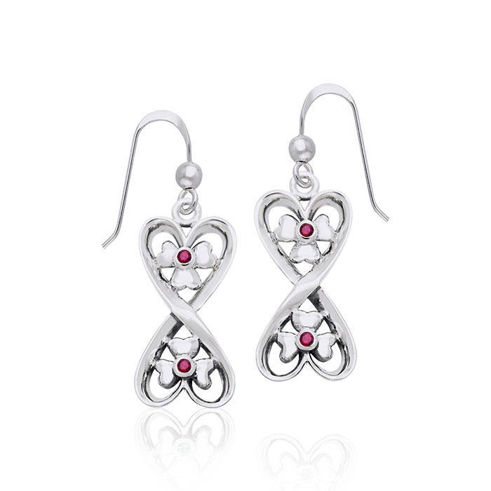Danu Elegant Silver Celtic Knotwork Earrings with Gems TER544