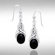 Celtic Knot Gemstone Inlay Earrings TER556