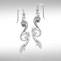 Eternity and Celtic pride Silver Triquetra Dangle Earrings with Gemstones TER570