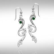 Eternity and Celtic pride Silver Triquetra Dangle Earrings with Gemstones TER570