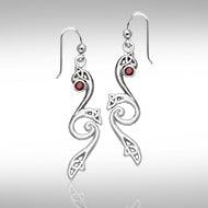 Eternity and Celtic pride Silver Triquetra Dangle Earrings with Gemstones TER570