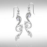 Eternity and Celtic pride Silver Triquetra Dangle Earrings with Gemstones TER570