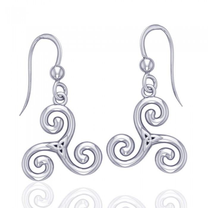 Celtic Triskelion Trinity Knot Sterling Silver Earrings TER709