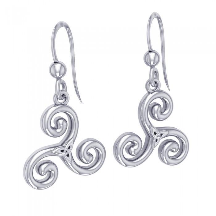 Celtic Triskelion Trinity Knot Sterling Silver Earrings TER709