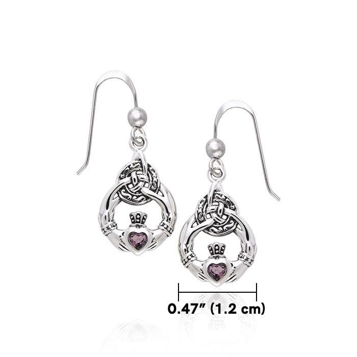 Celtic Triquetra Knot Claddagh Sterling Silver Earrings TER833