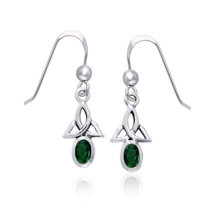 Celtic Trinity Sterling Silver Earrings With Gemstone TER978
