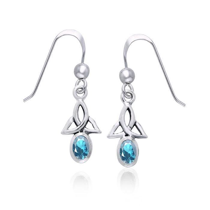 Celtic Trinity Sterling Silver Earrings With Gemstone TER978