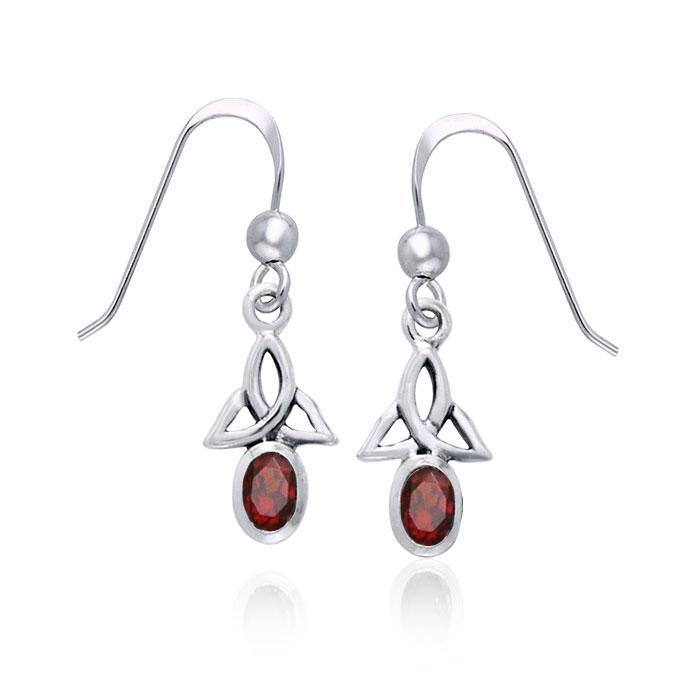 Celtic Trinity Sterling Silver Earrings With Gemstone TER978