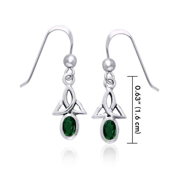 Celtic Trinity Sterling Silver Earrings With Gemstone TER978