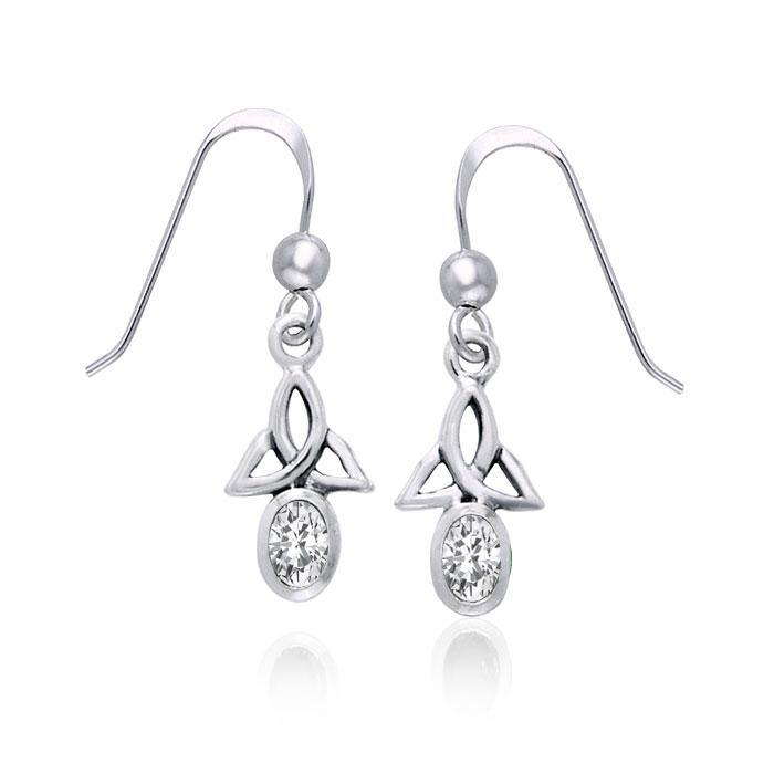 Celtic Trinity Sterling Silver Earrings With Gemstone TER978