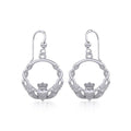 Celtic Knotwork Claddagh Sterling Silver Earrings TER984