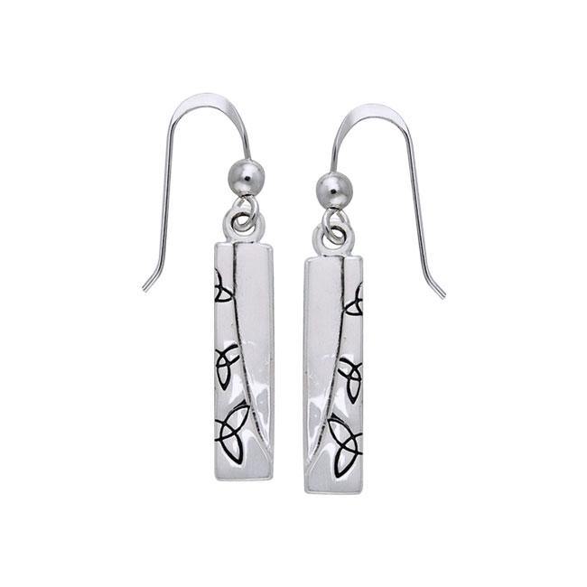 Celtic Trinity Knot in Rectangle Shape Sterling Silver Earrings TER985