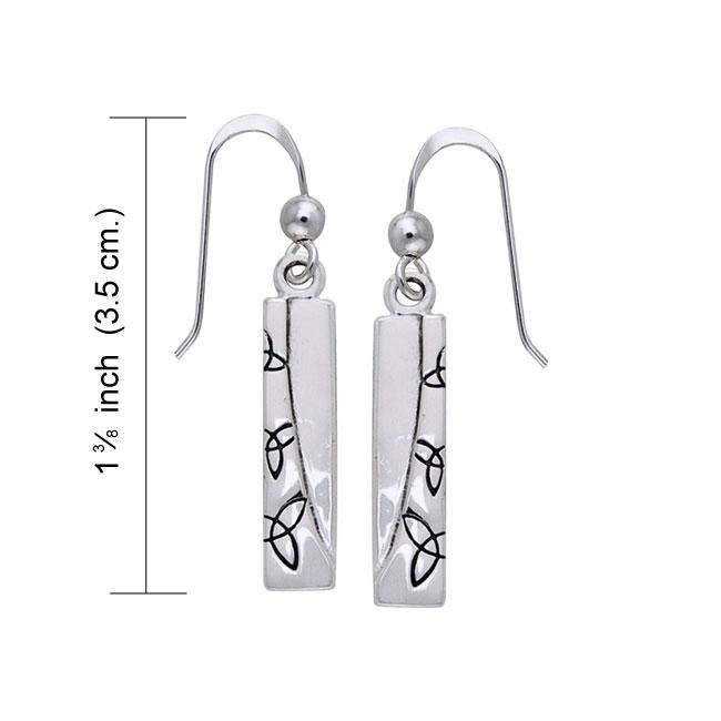 Celtic Trinity Knot in Rectangle Shape Sterling Silver Earrings TER985