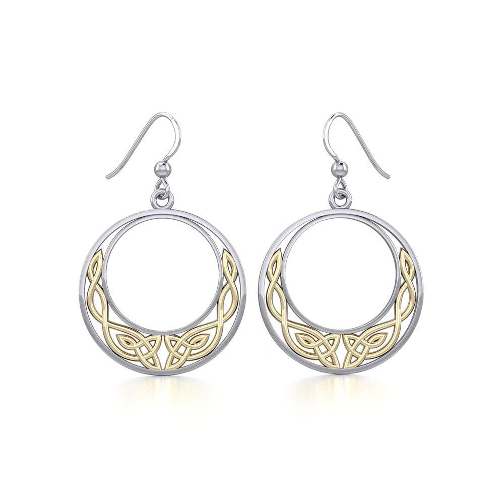 Celtic Moon Silver and 14K Gold Accent Earrings TEV101