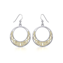 Celtic Moon Silver and 14K Gold Accent Earrings TEV101 | Earrings | Wiccan Center