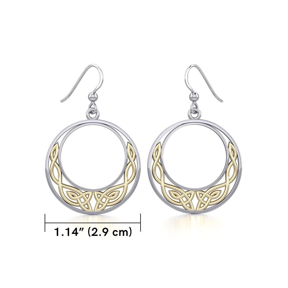 Celtic Moon Silver and 14K Gold Accent Earrings TEV101